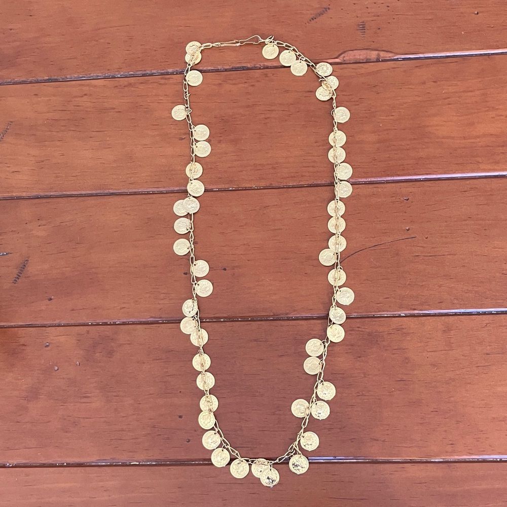Vintage Gold Colored Costume Jewelry Coin Necklace